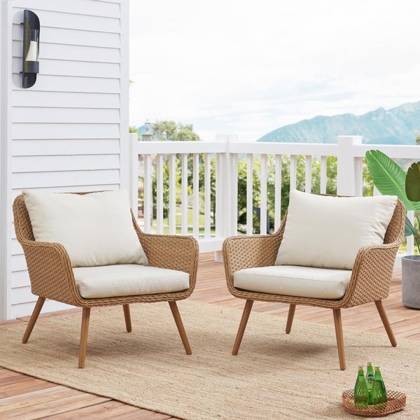 Crosley Landon Outdoor Wicker Chair Set; Brown - 2 Piece CO7185-LB